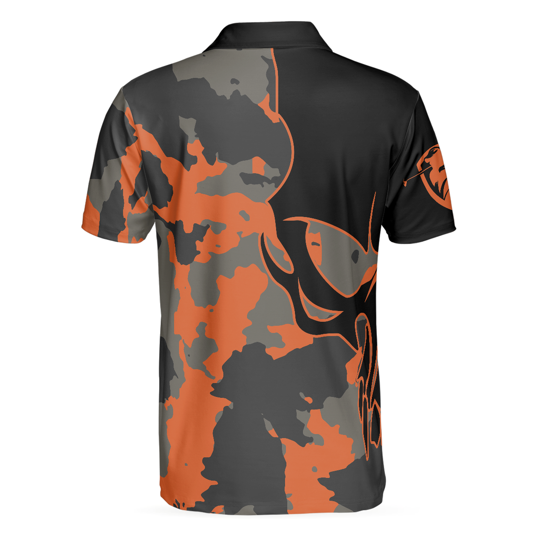 Skull Orange Camouflage Golf Polo Shirt Streetwear Camo Golf Shirt For Men - 1