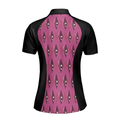 Pink Argyle Thinning Layout For Lady Golfer Golf Short Sleeve Women Polo Shirt Black And Pink Golf Shirt For Ladies - 2