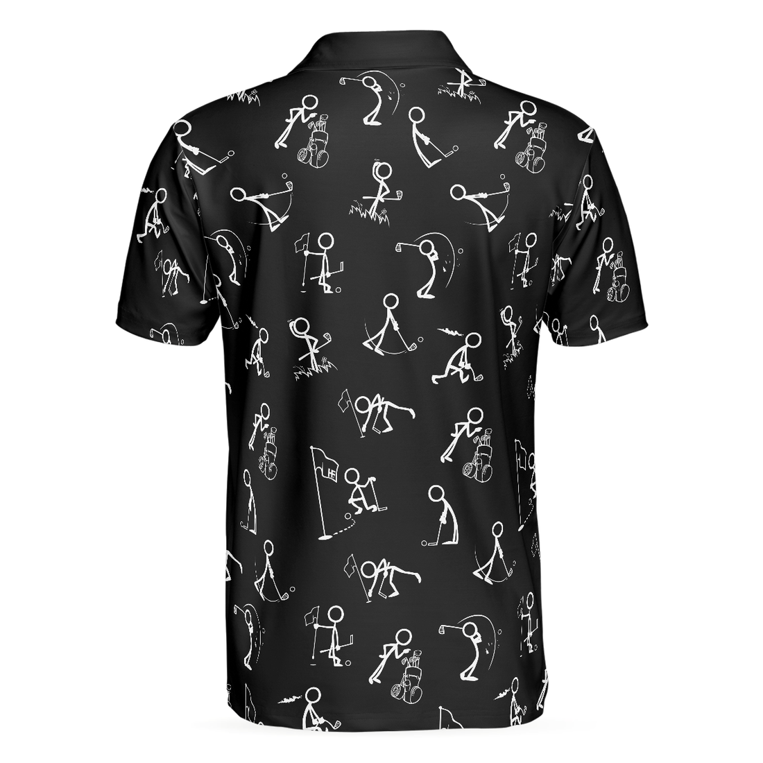 Stickfigures Playing Golf Short Sleeve Polo Shirt Doodling Golfer Polo Shirt Best Golf Shirt For Men - 1