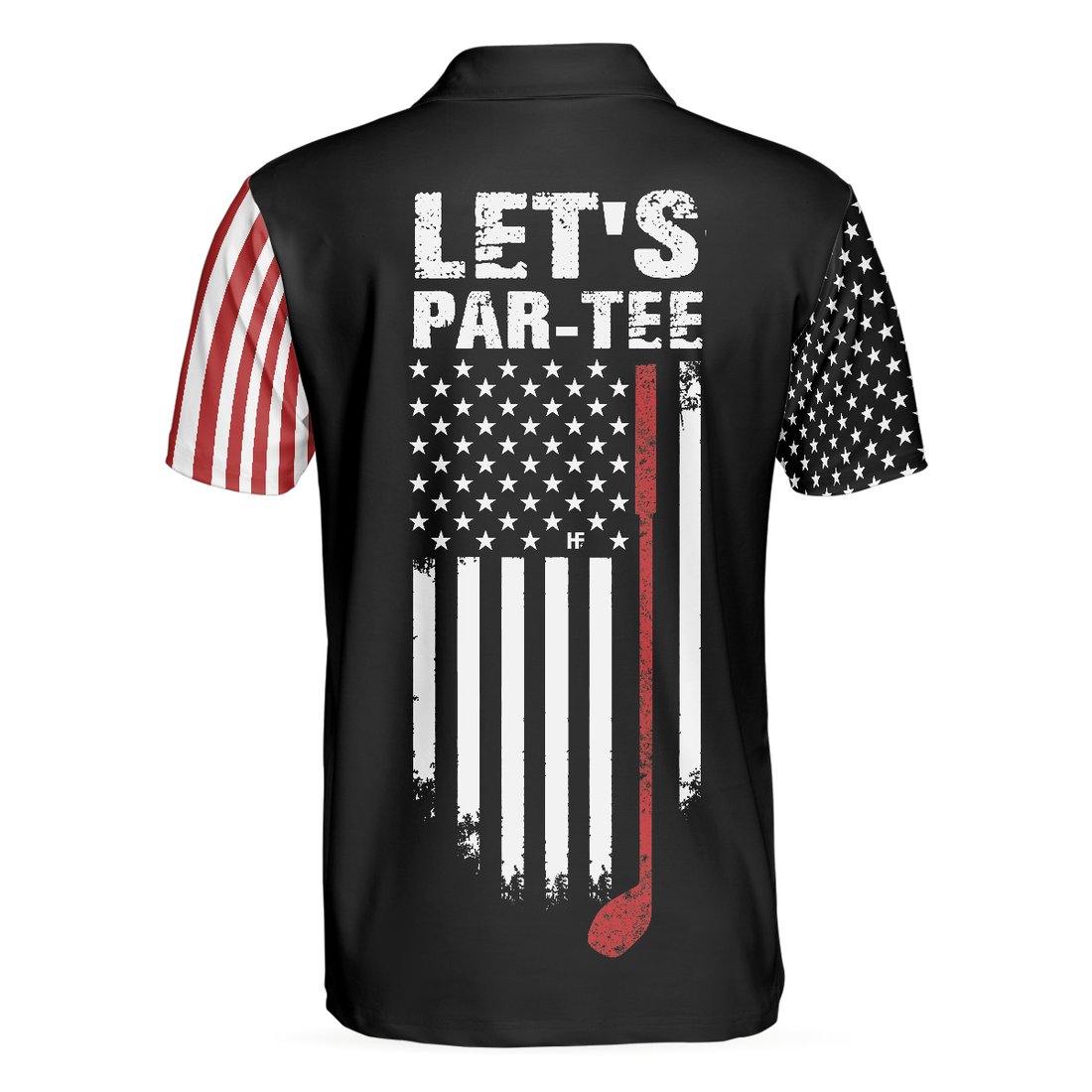 Lets Par Tee Short Sleeve Golf Polo Shirt Dark Theme American Flag Polo Shirt Patriotic Golf Shirt For Men - 1