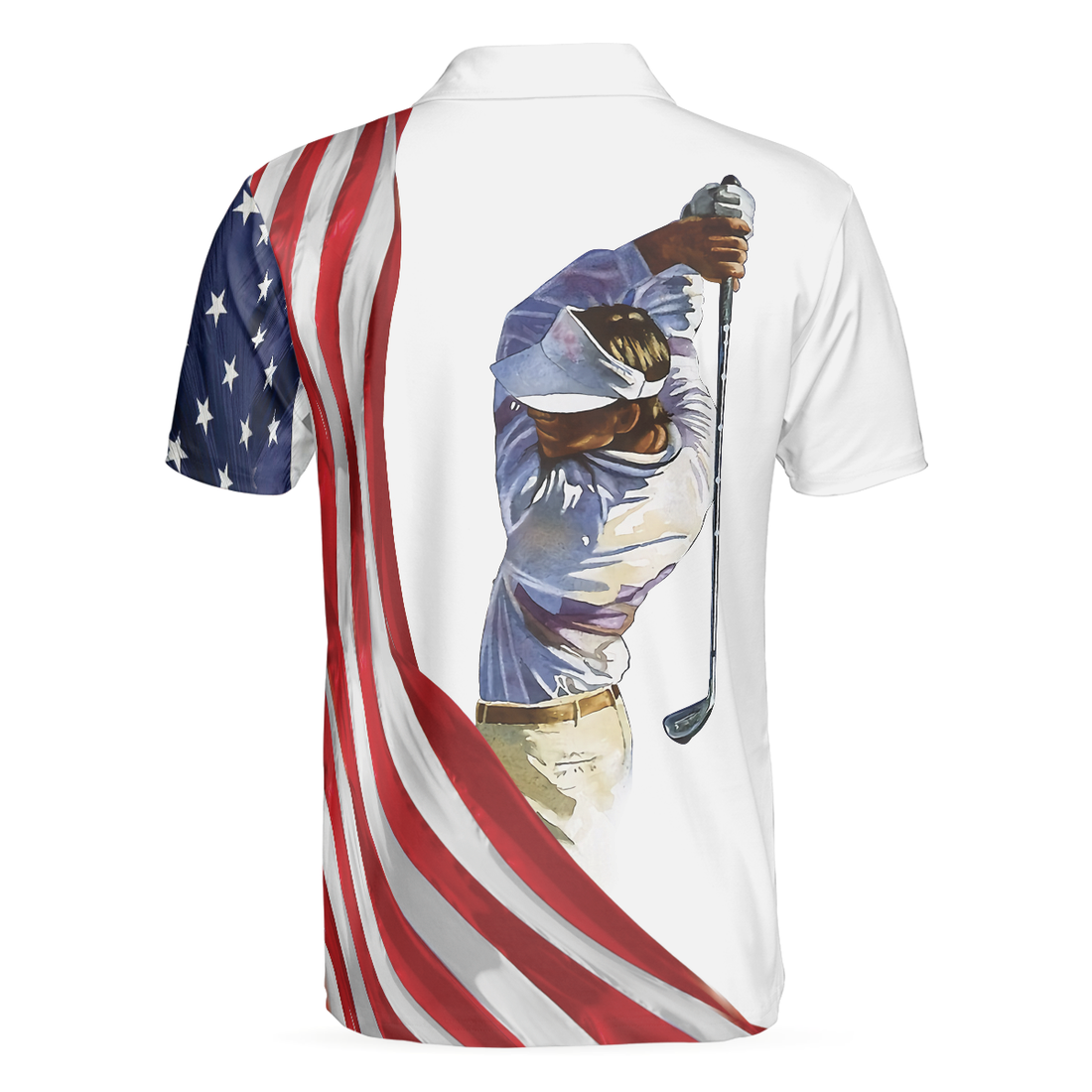 American Flag Golf Art Polo Shirt Patriotic Golf Shirt For Golfers Golf Gift Idea For American Lovers - 1