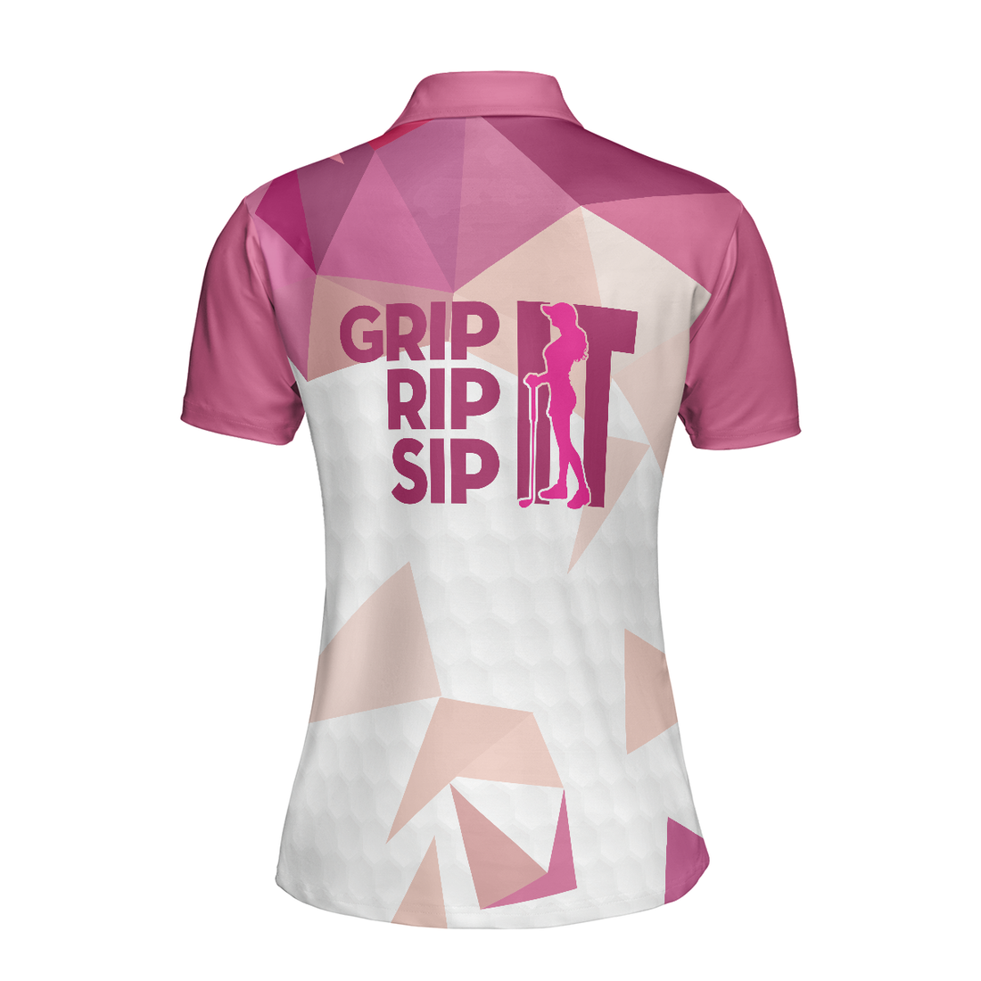 Rip It Sip It Grip It Golf Girl Golf Short Sleeve Women Polo Shirt Pink Golf Shirt For Ladies Best Golf Gift - 1