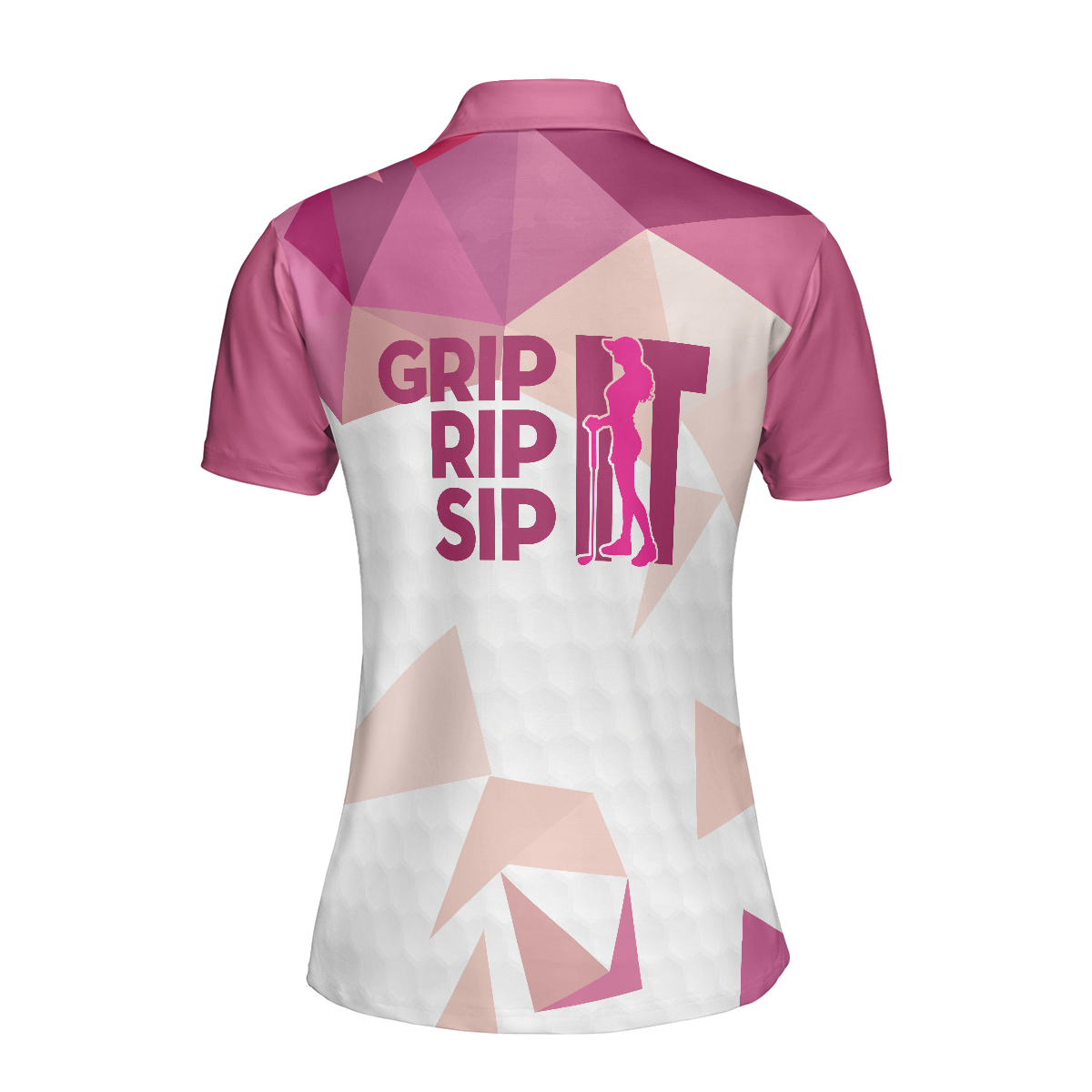 Rip It Sip It Grip It Golf Girl Golf Short Sleeve Women Polo Shirt Pink Golf Shirt For Ladies Best Golf Gift - 2