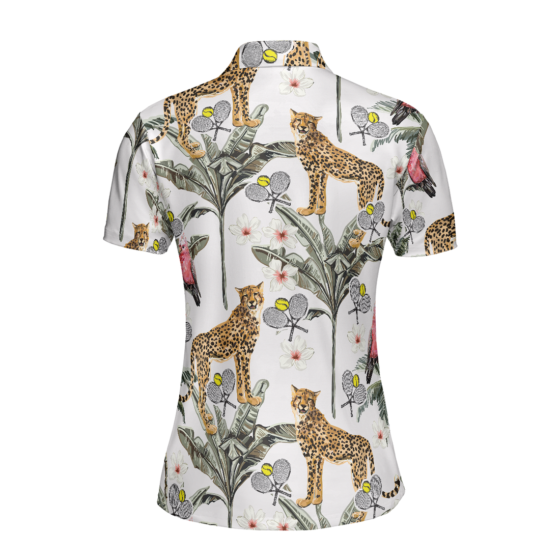 Tropical Coconut Leopard Tennis Shirt For Women Short Sleeve Women Polo Shirt - 1