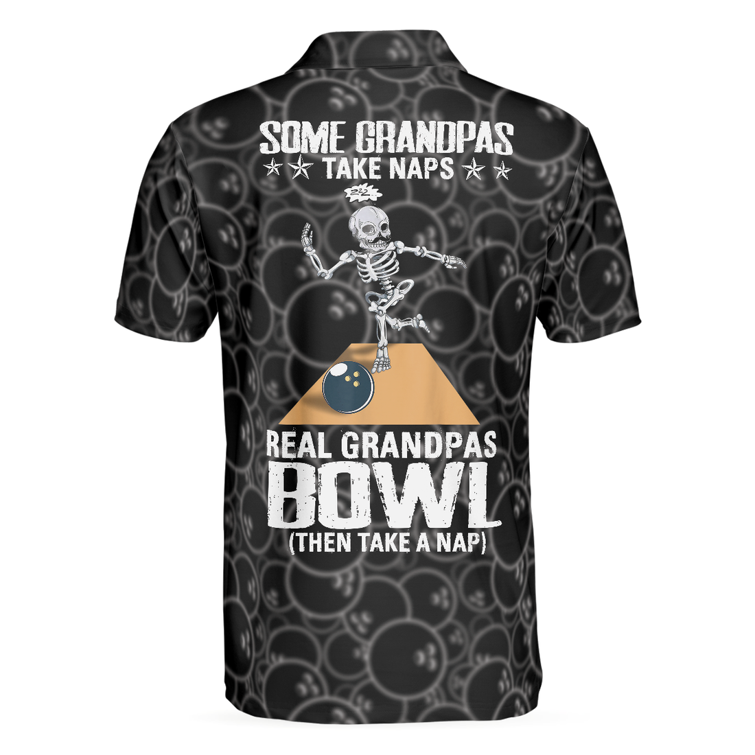 Real Grandpas Bowl Polo Shirt Black Ball Pattern Bowling Polo Shirt Funny Bowling Shirt With Sayings - 1