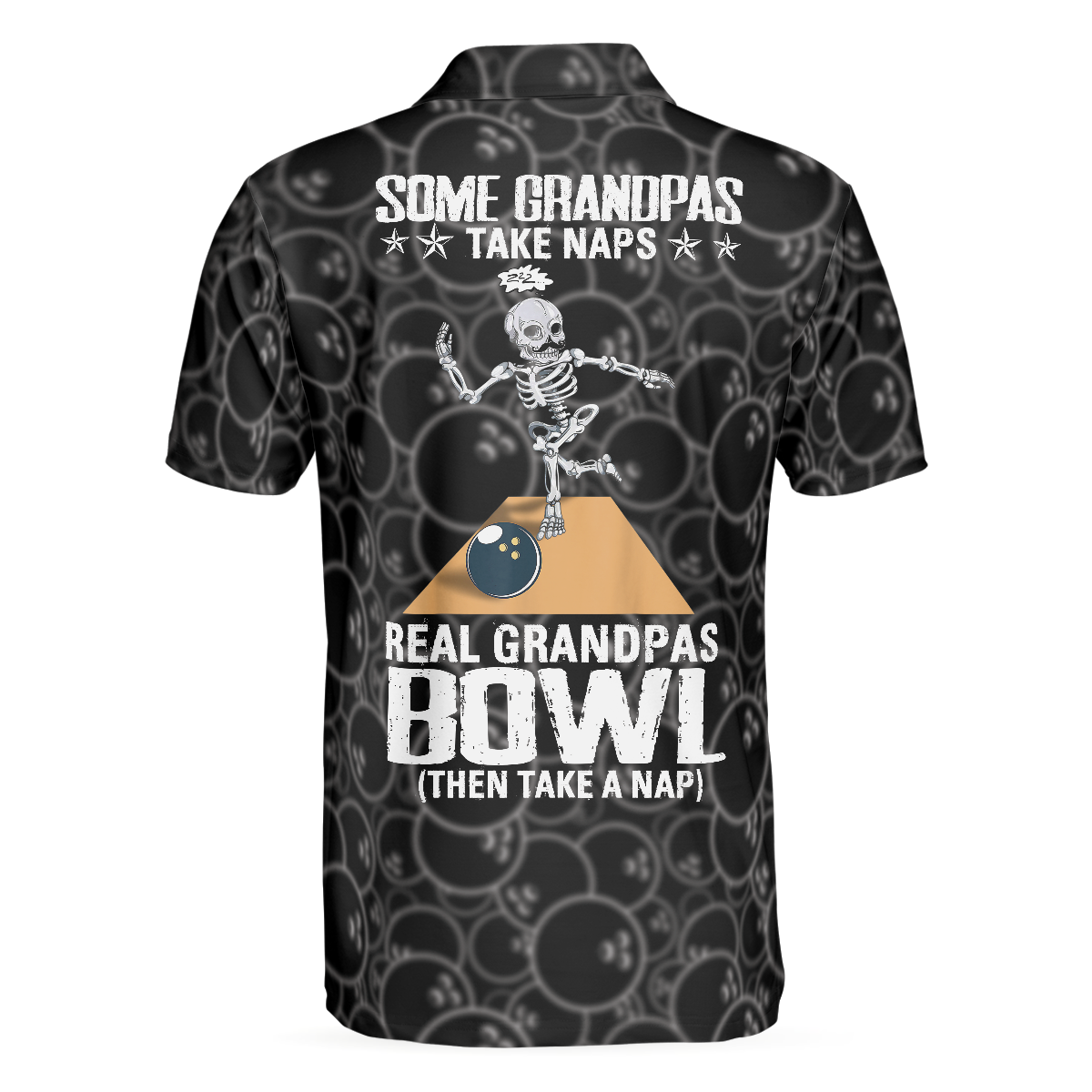 Real Grandpas Bowl Polo Shirt Black Ball Pattern Bowling Polo Shirt Funny Bowling Shirt With Sayings - 2