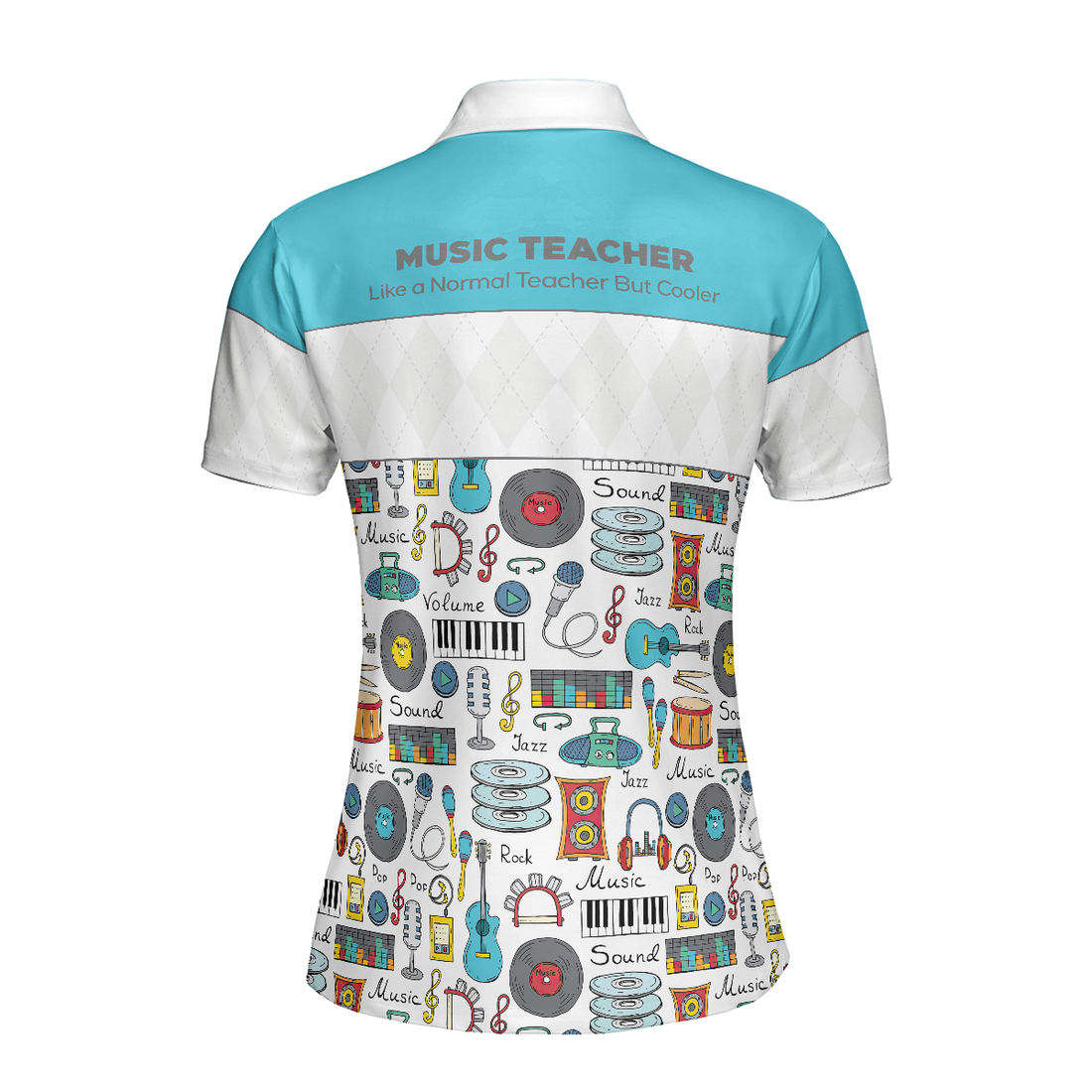 Music Teacher Short Sleeve Women Polo Shirt White And Blue Music Pattern Shirt For Women Gift For Music Teachers - 1