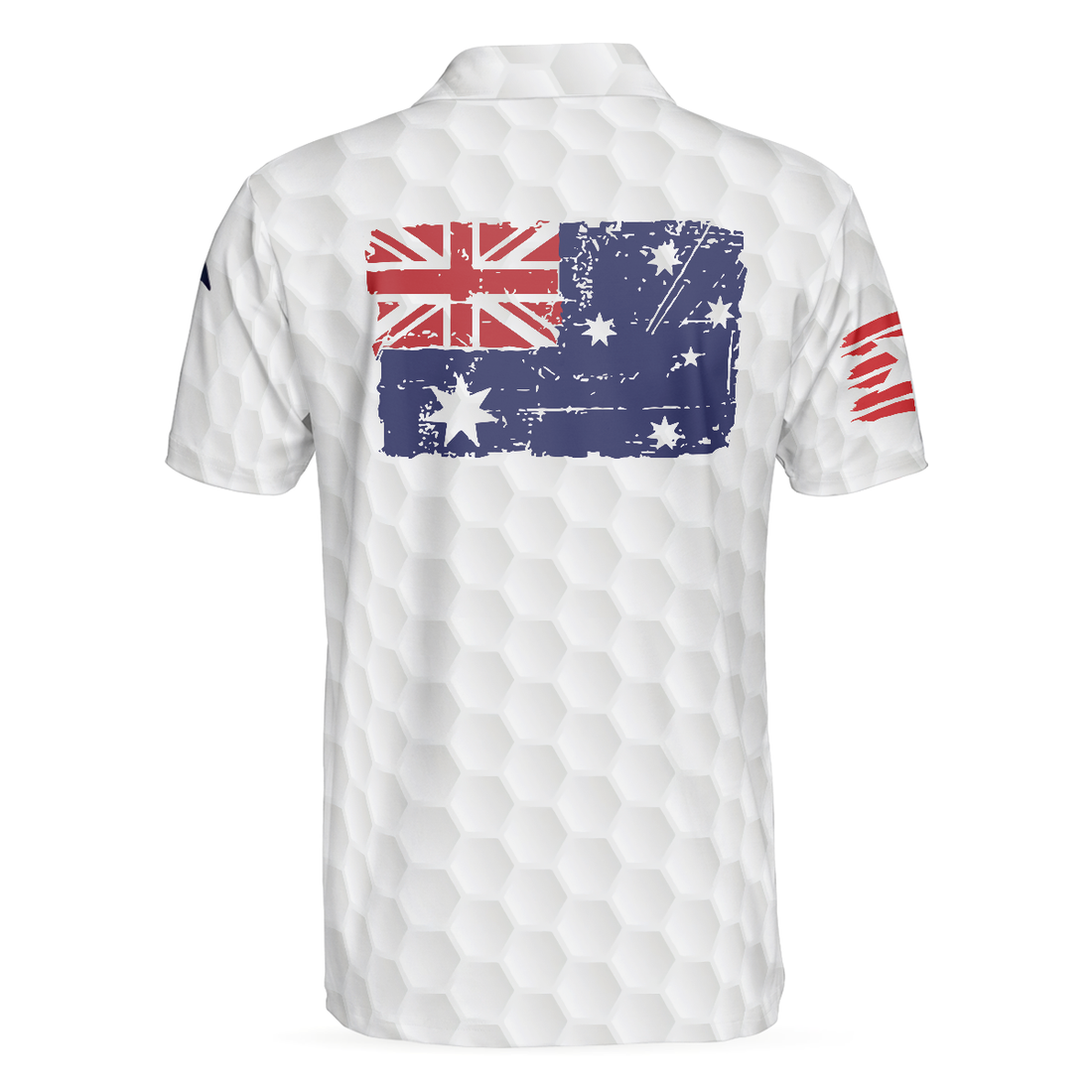 Golf Australian Flag Polo Shirt White Golf Pattern Polo Shirt Best Australian Golf Shirt For Men - 1