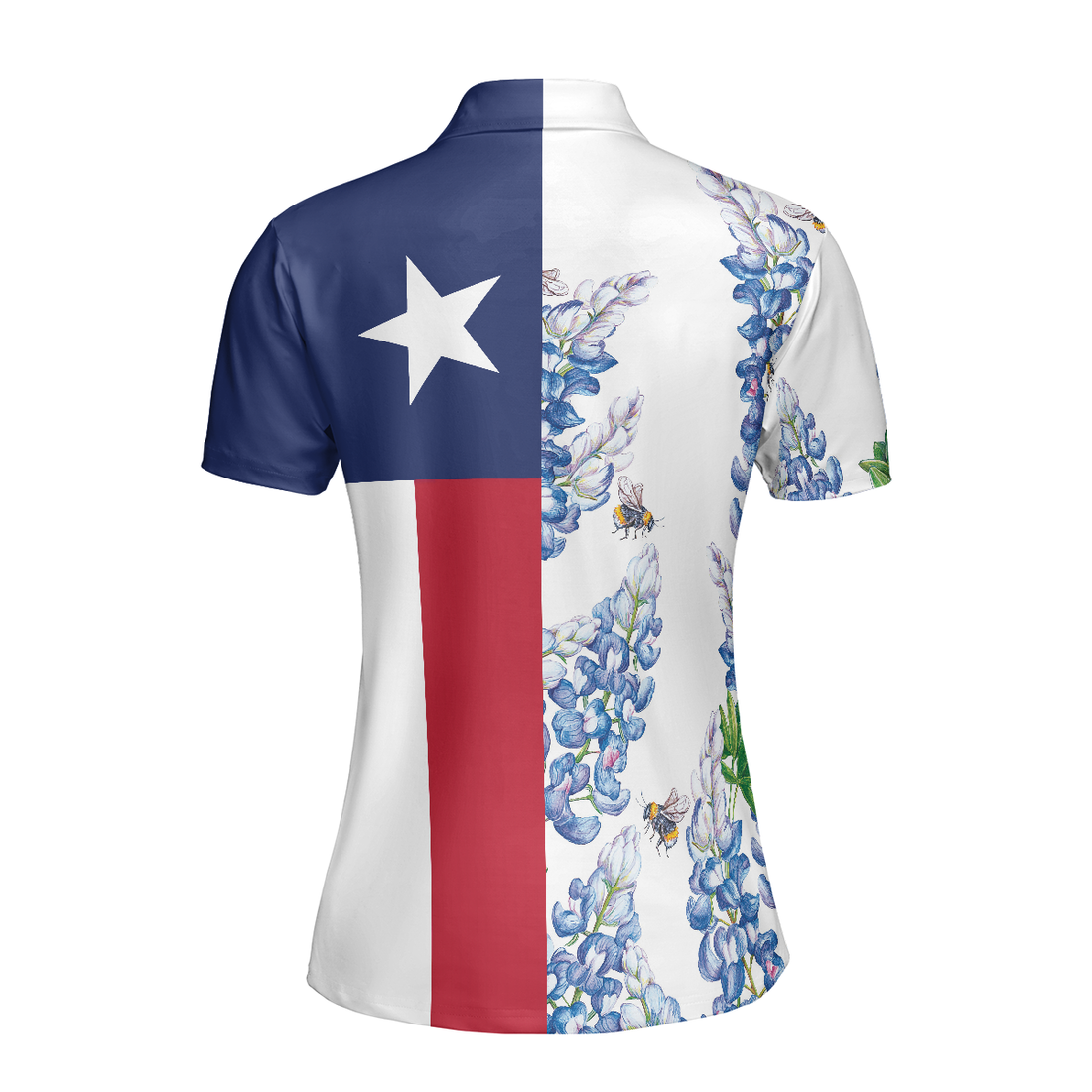 Texas Flag Bluebonnets Polo Shirt For Woman Short Sleeve Women Polo Shirt - 1