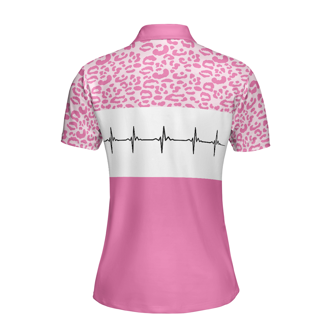 Pink Golfbeat Leopard Golf Short Sleeve Women Polo Shirt Heartbeat Golfing Polo Shirt For Ladies - 1