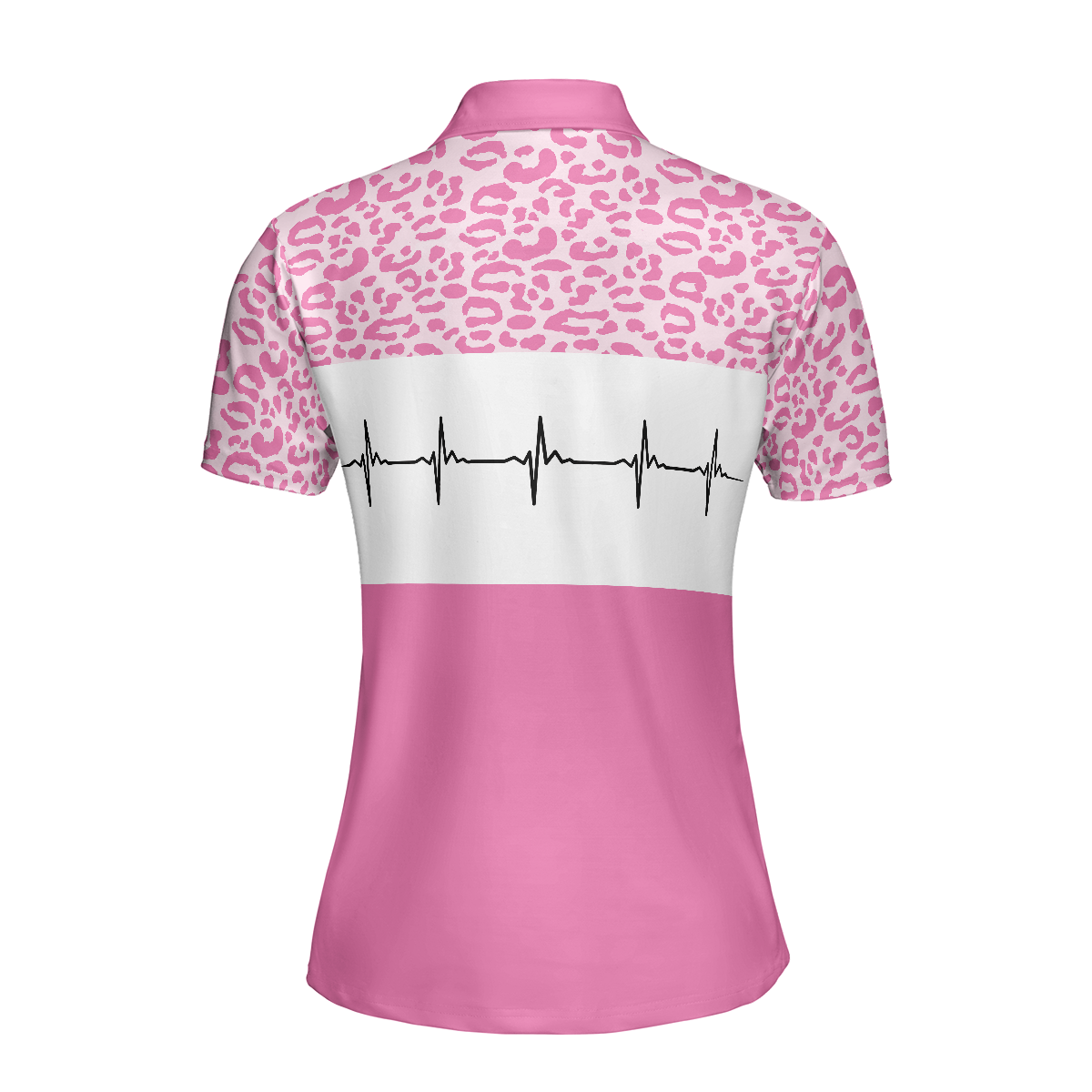 Pink Golfbeat Leopard Golf Short Sleeve Women Polo Shirt Heartbeat Golfing Polo Shirt For Ladies - 2