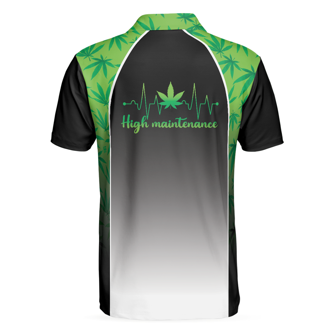 High Maintenance Weed Polo Shirt Green Weed Polo Shirt For Men Black Tie Dye Weed Pattern Shirt Design - 1