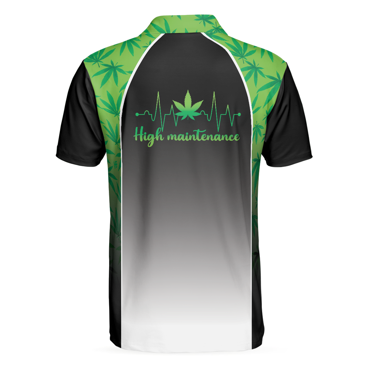 High Maintenance Weed Polo Shirt Green Weed Polo Shirt For Men Black Tie Dye Weed Pattern Shirt Design - 2