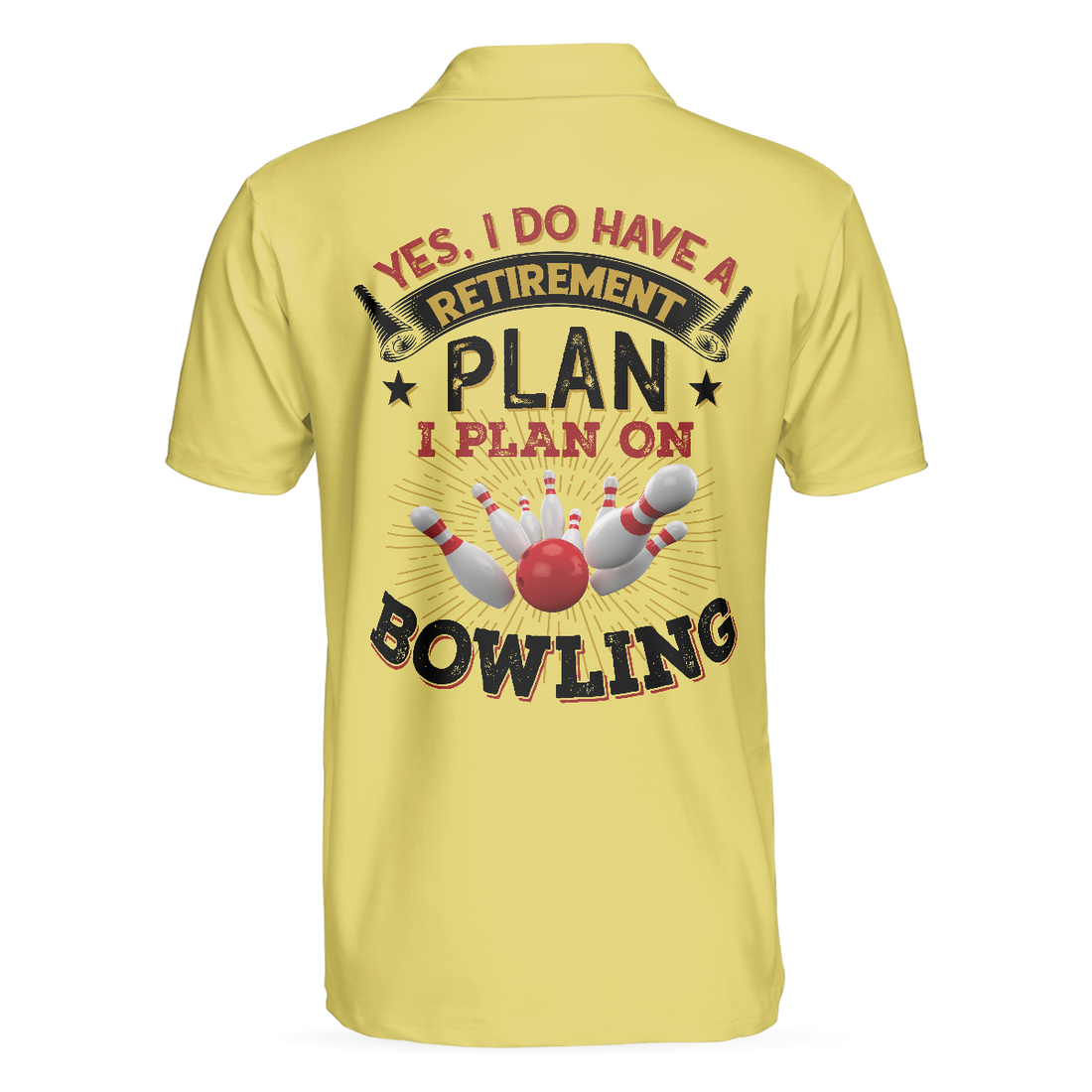 Yes I Do Have A Retirement Plan I Plan On Bowling Polo Shirt Yellow Argyle Pattern Shirt Gift For Bowlers - 1