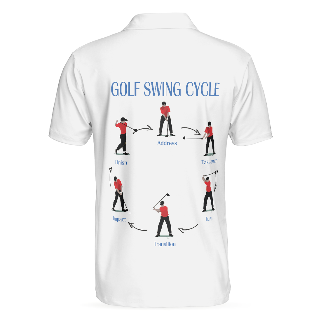 Golf Swing Life Cycle White Golf Polo Shirt Best Golf Shirt For Men - 1