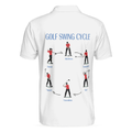 Golf Swing Life Cycle White Golf Polo Shirt Best Golf Shirt For Men - 2