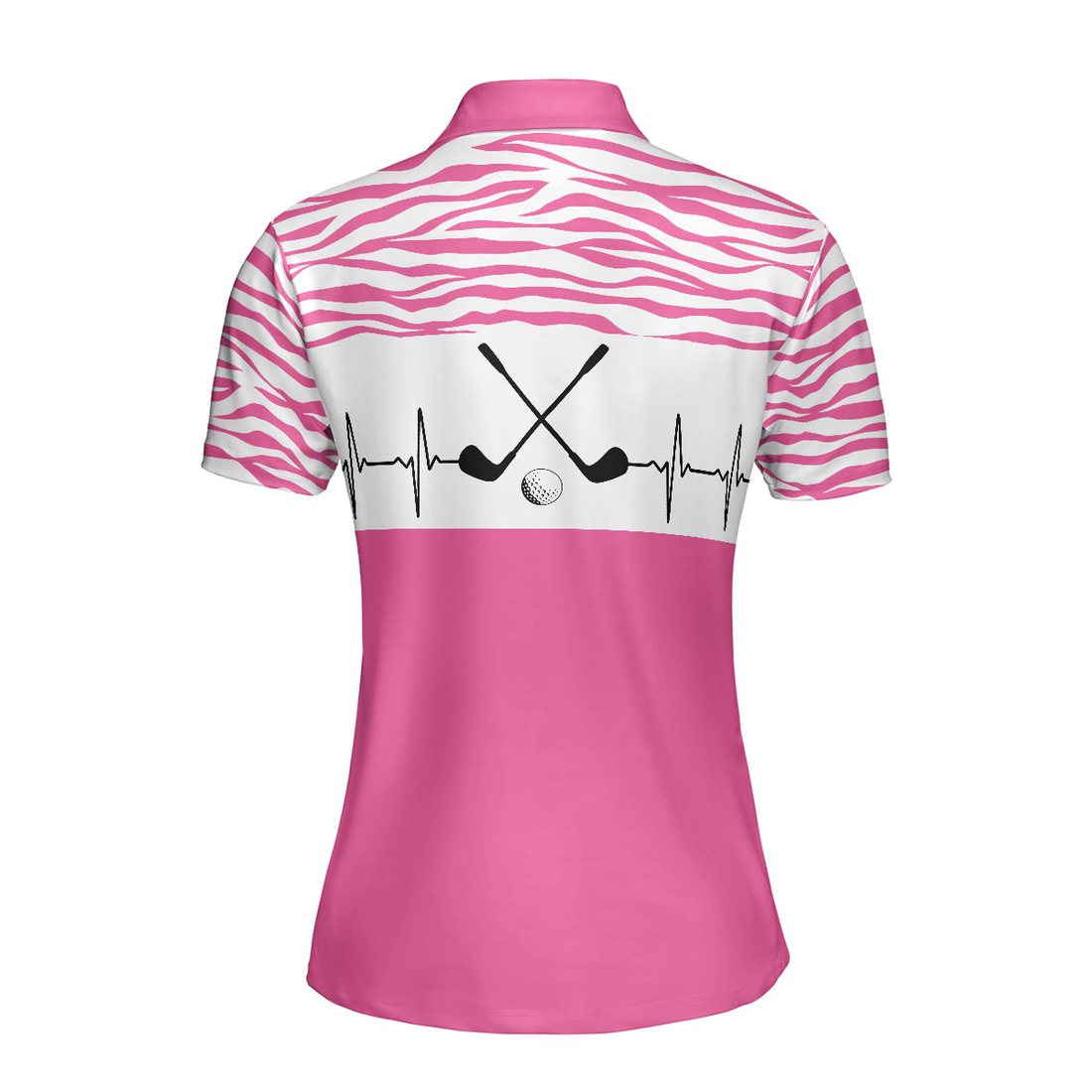 Pink Zebra Pattern Golf Girl Heartbeat Golf Short Sleeve Women Polo Shirt Best Pink Golf Shirt For Ladies - 1