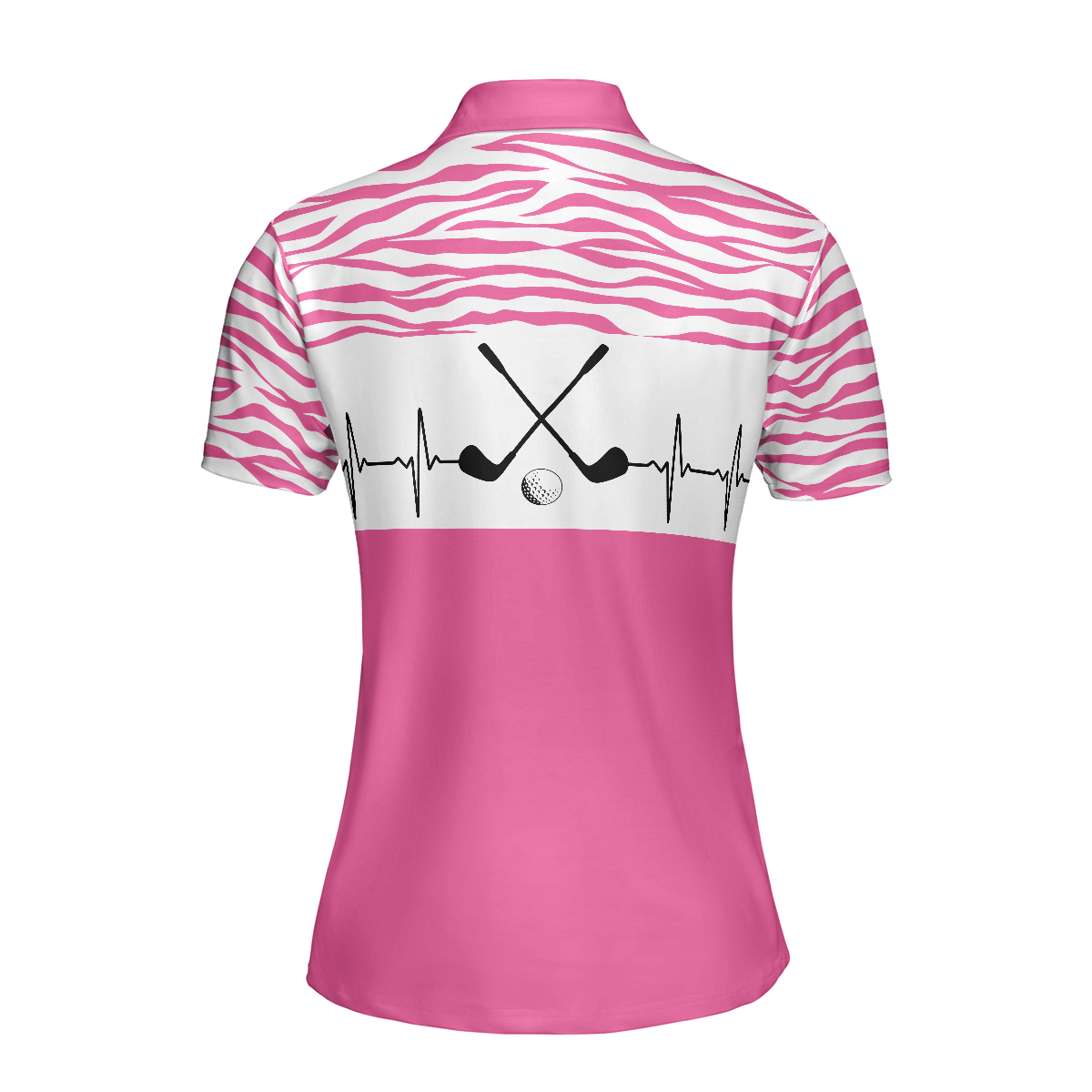 Pink Zebra Pattern Golf Girl Heartbeat Golf Short Sleeve Women Polo Shirt Best Pink Golf Shirt For Ladies - 2