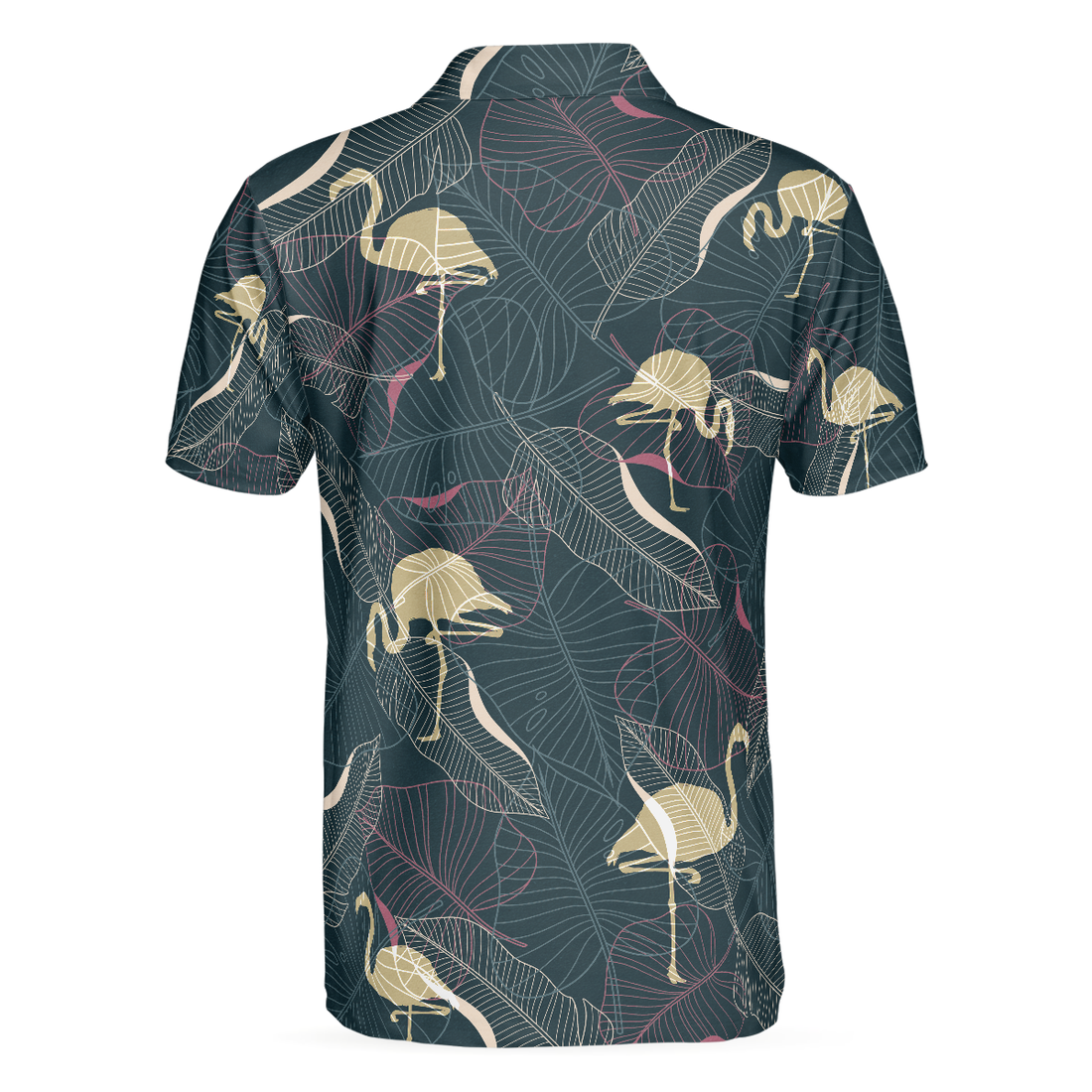 Tropical Flamingo Shadow Pattern Polo Shirt For Men - 1