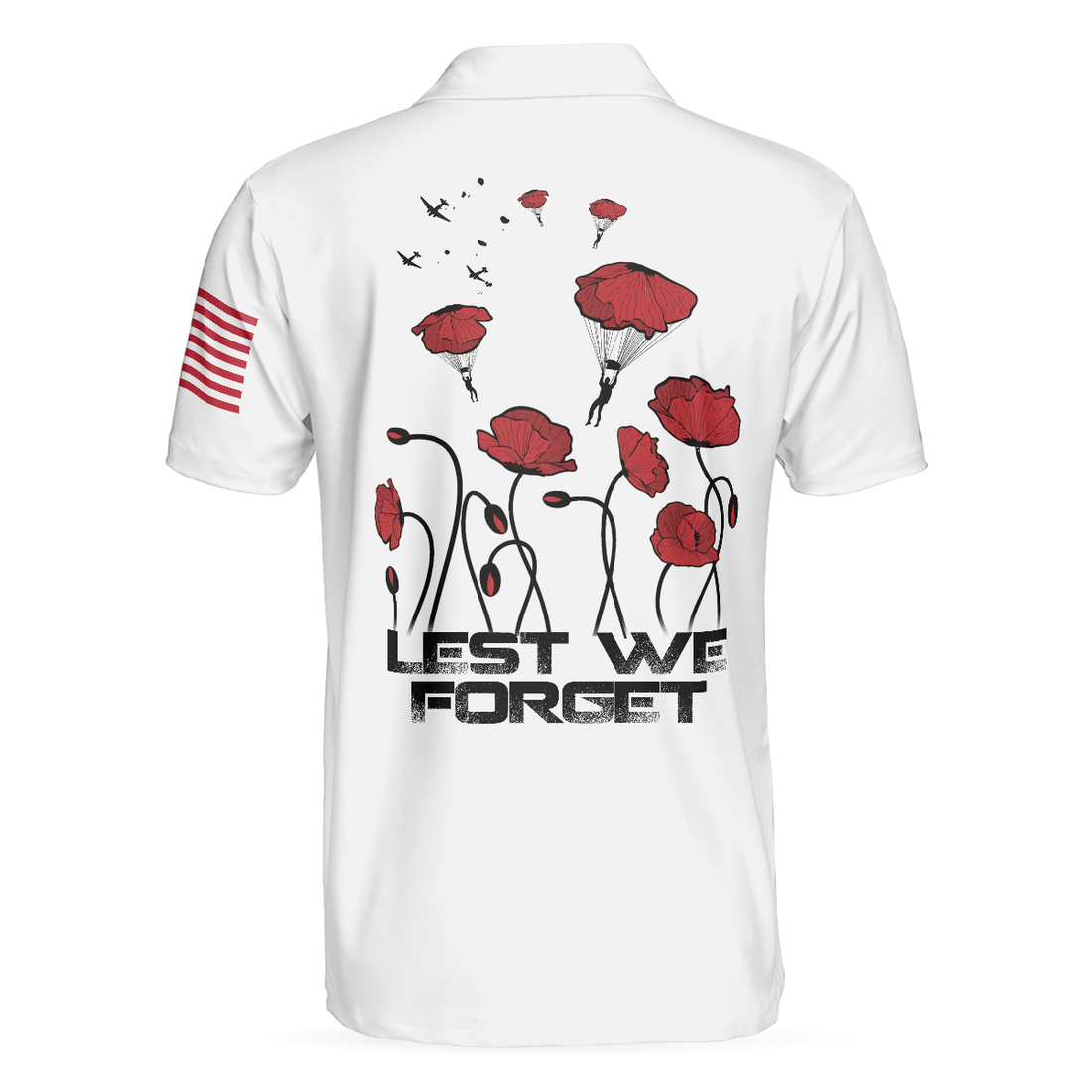 US Veteran Lest We Forget Polo Shirt Military American Flag Golf Shirt For Men - 1