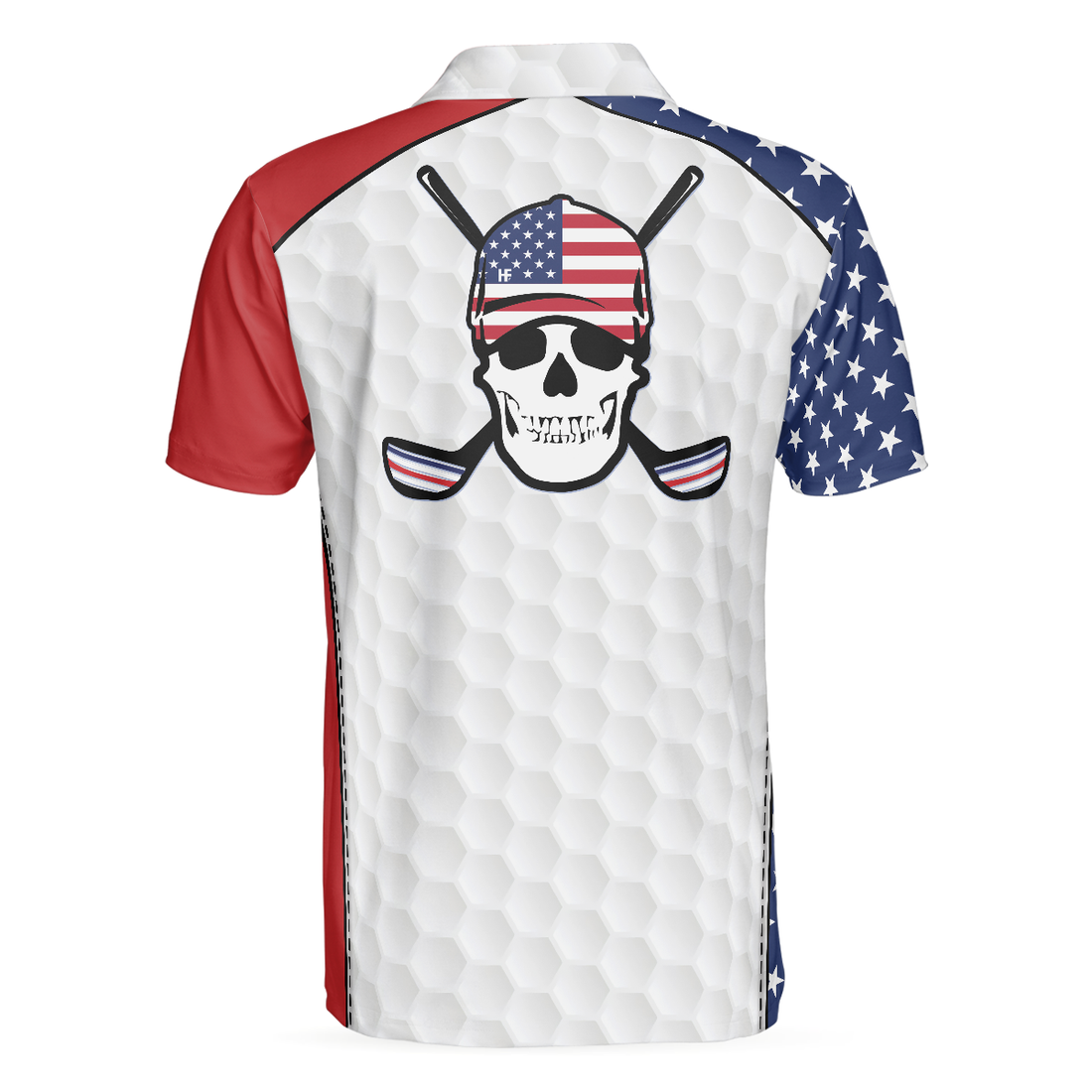 Golf Skull Wear Hat Short Sleeve USA Golf Polo Shirt American Flag Polo Shirt Patriotic Golf Shirt For Men - 1