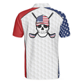 Golf Skull Wear Hat Short Sleeve USA Golf Polo Shirt American Flag Polo Shirt Patriotic Golf Shirt For Men - 2