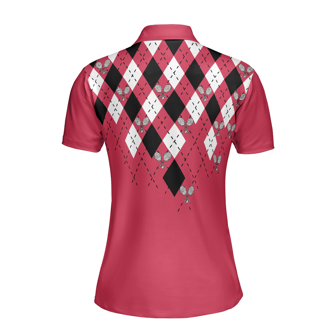 Tennis Shirt With Argyle Pattern Short Sleeve Women Polo Shirt - 1