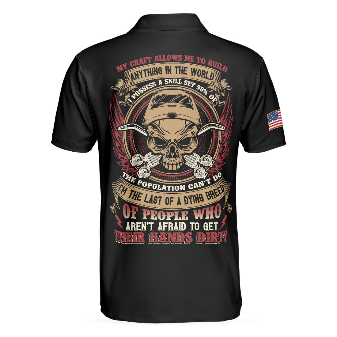 Welder My Craft Allows Me To Build Anything Polo Shirt Skull American Flag Welder Shirt For Men - 1