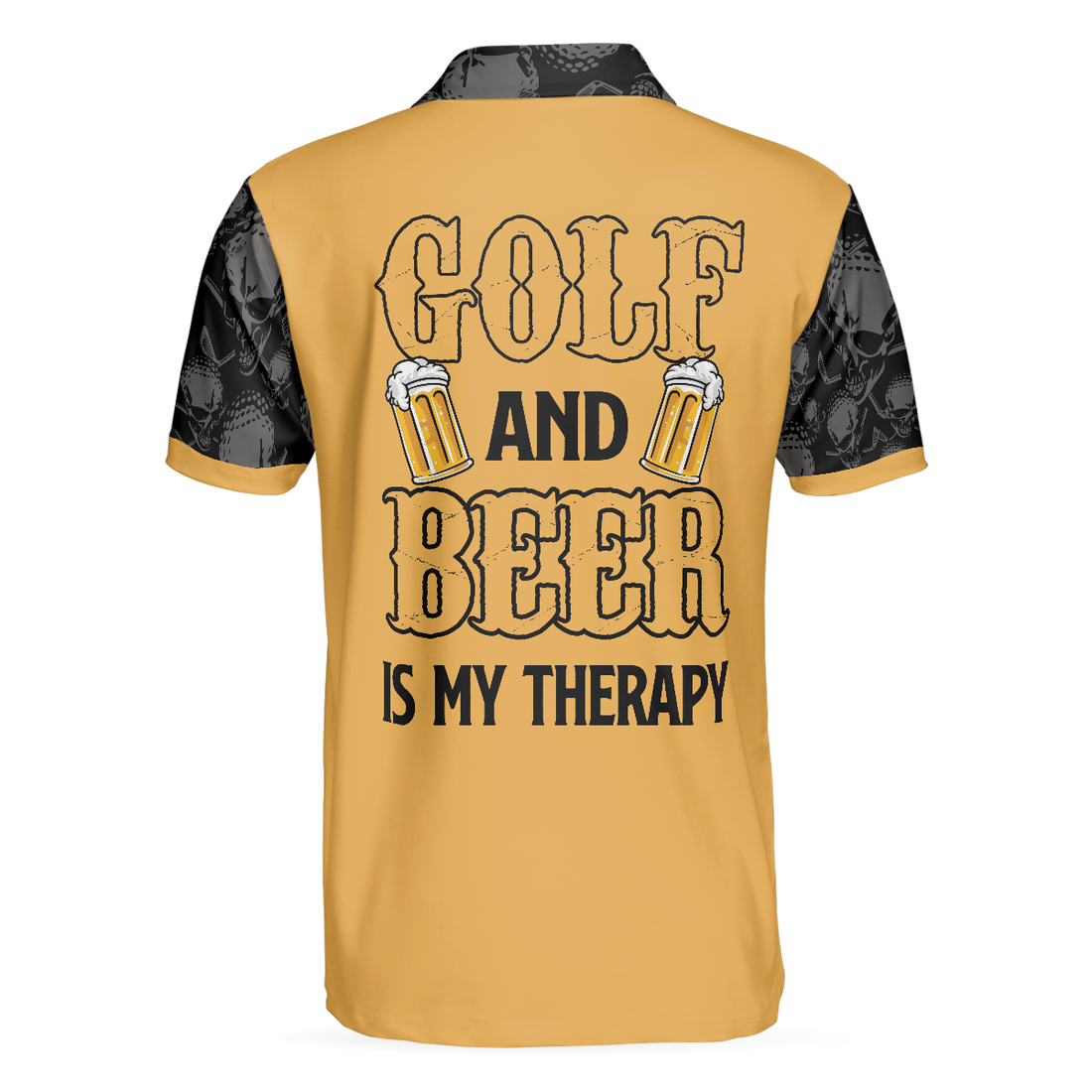 Golf  Beer Is My Therapy Polo Shirt Skull Beer Drinking Golf Shirt Design Best Golf Shirt For Male Golfers - 1