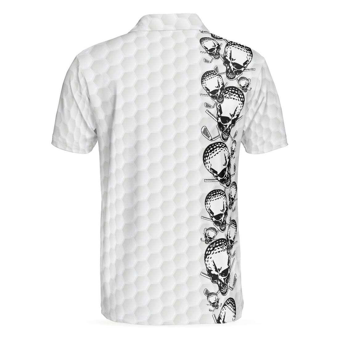 Golfing Skull Golf Ball And Clubs Shirt Polo Shirt Golf Pattern Polo Shirt Black And White Golf Shirt For Men - 1