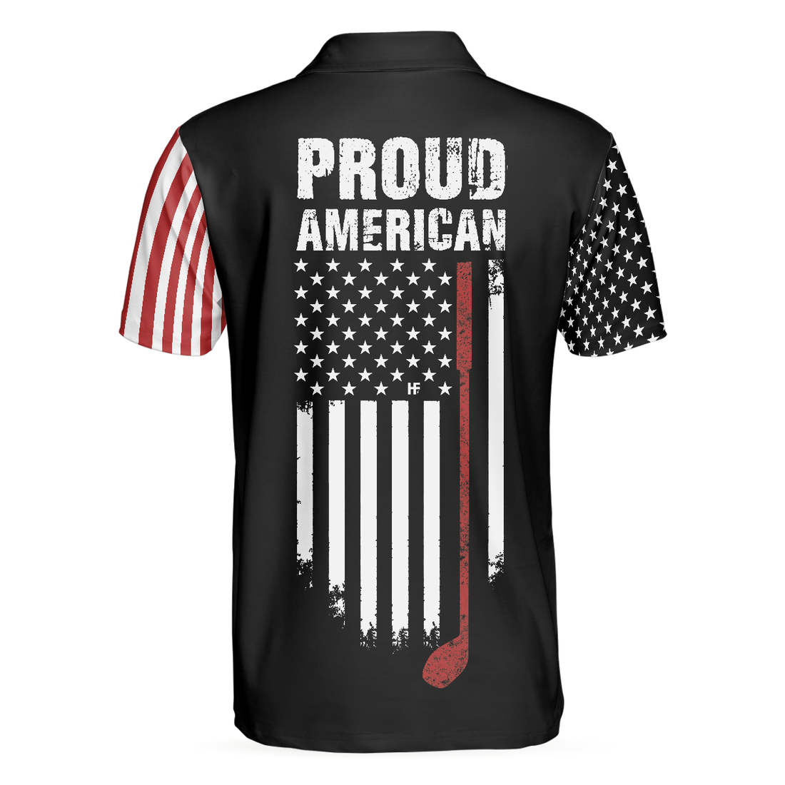 Proud American Short Sleeve Golf Polo Shirt Dark Theme American Flag Polo Shirt Patriotic Golf Shirt For Men - 1