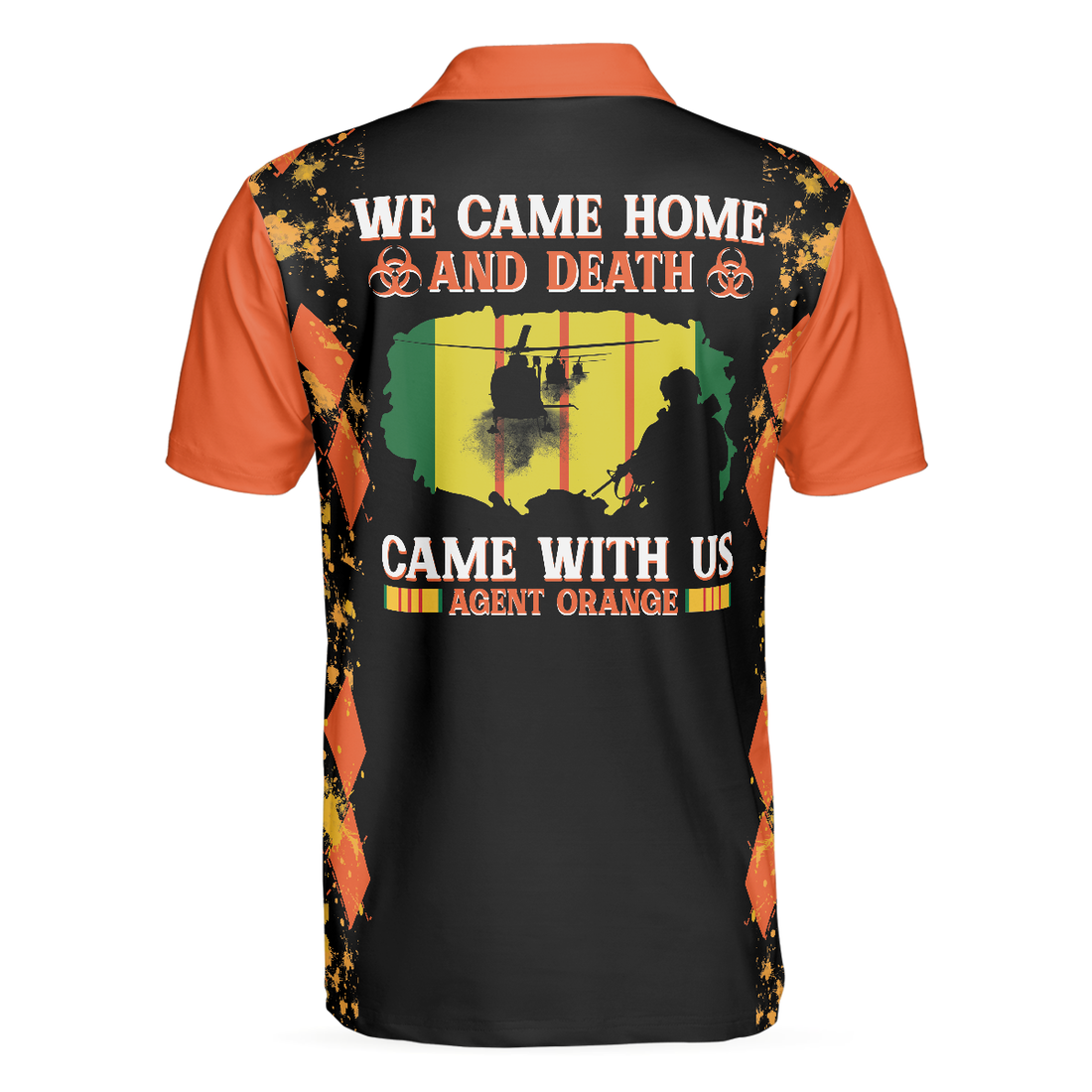 We Came Home And Death Came With Us Agent Orange Polo Shirt Orange Argyle Pattern Shirt For Veterans - 1