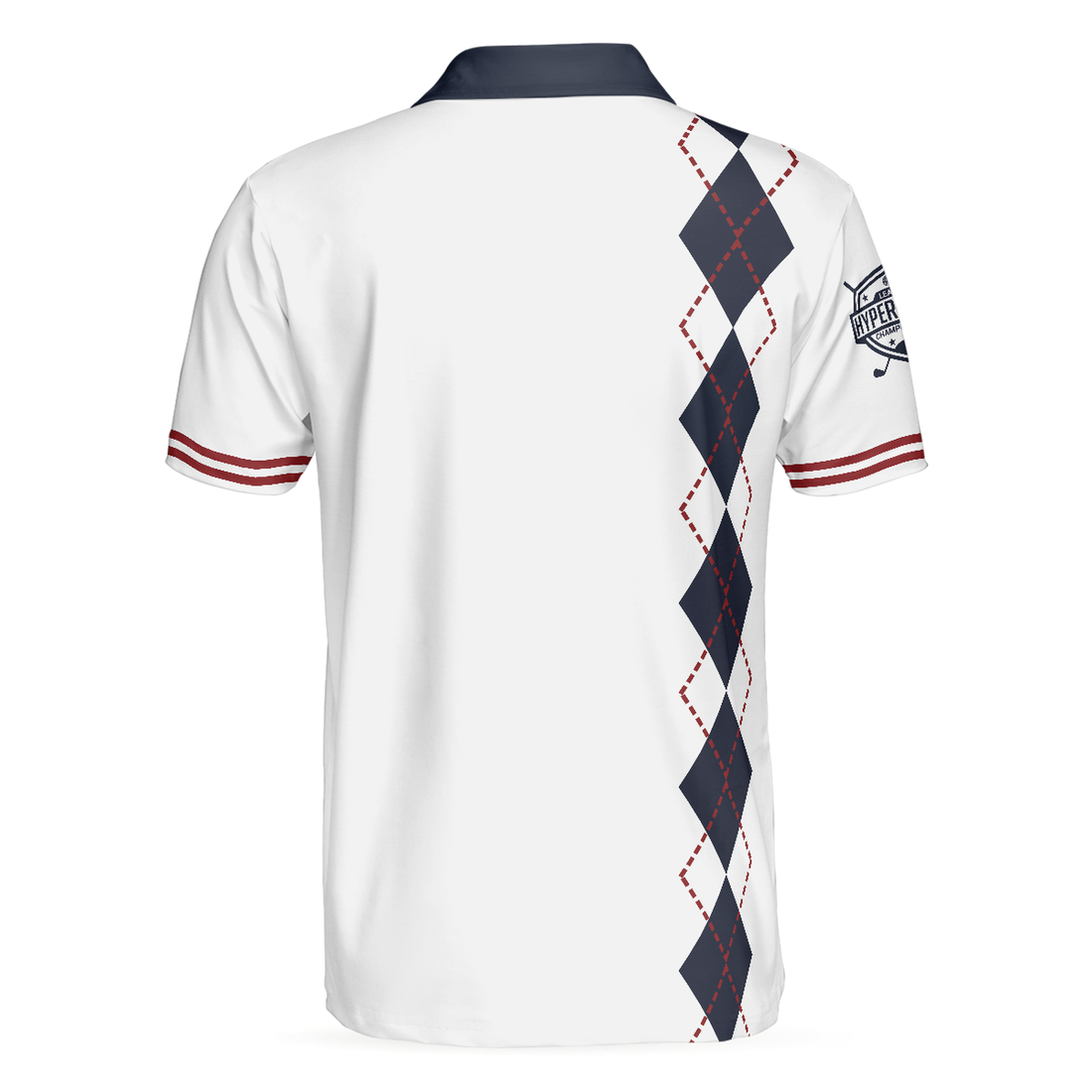 Weapons Of Grass Destruction Short Sleeve Polo Shirt White And Navy Argyle Pattern Polo Shirt Best Golf Shirt For Men - 1