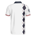 Weapons Of Grass Destruction Short Sleeve Polo Shirt White And Navy Argyle Pattern Polo Shirt Best Golf Shirt For Men - 2