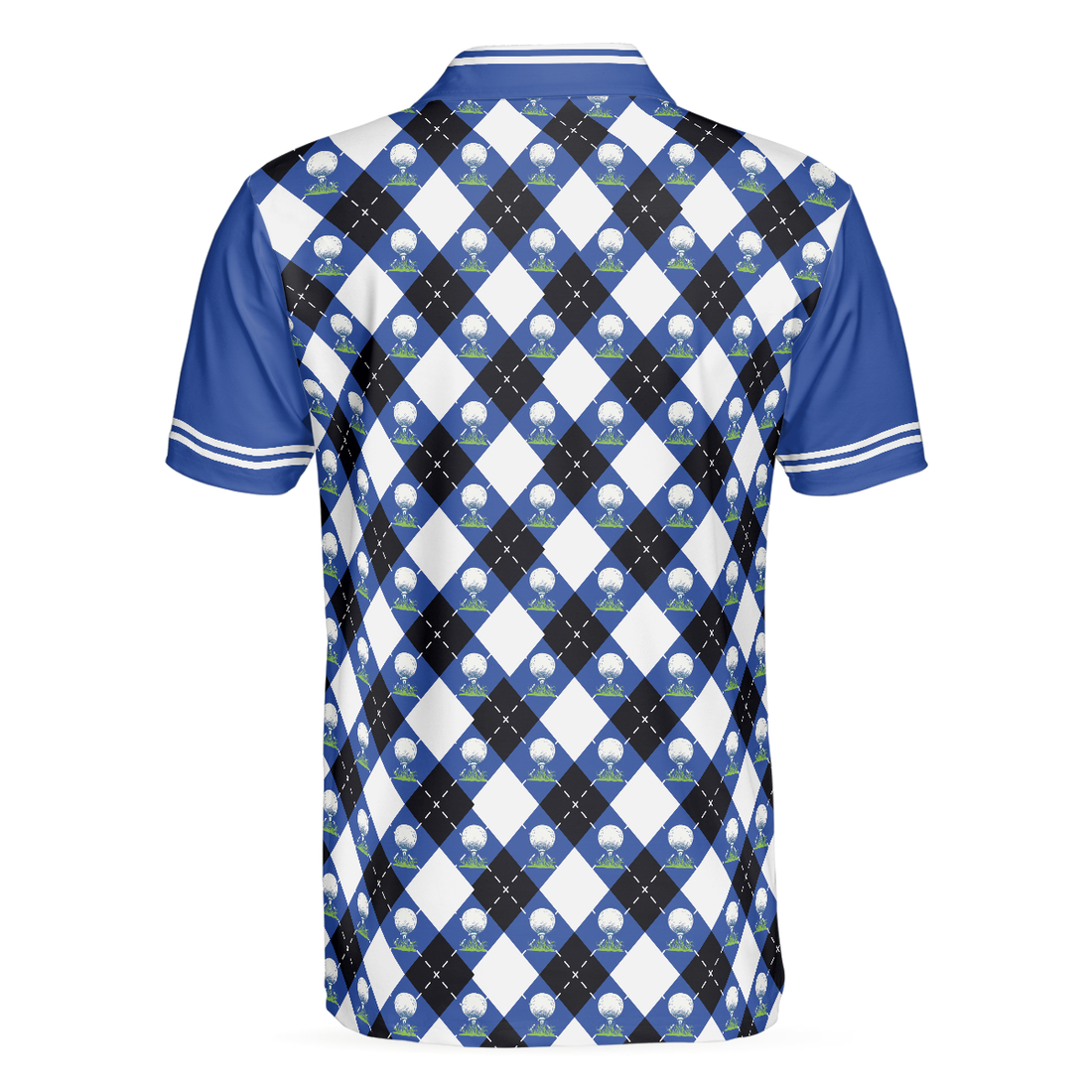 Your Hole Is My Goal Remastered Short Sleeve Golf Polo Shirt Blue Argyle Pattern Polo Shirt Best Golf Shirt For Men - 1