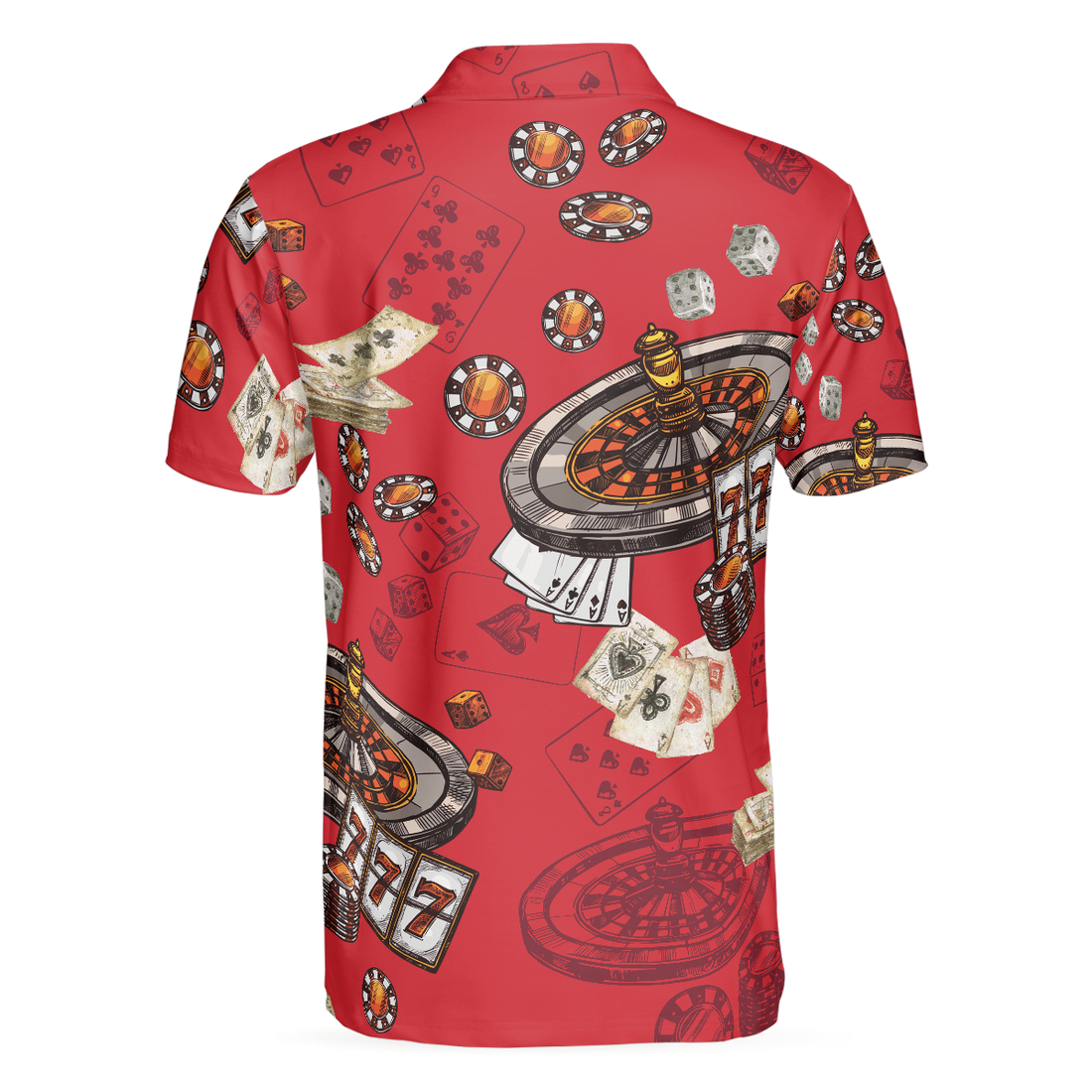 Casino Pattern Red Short Sleeve Polo Shirt Roulette Wheel Polo Shirt Best Casino Shirt For Men - 1