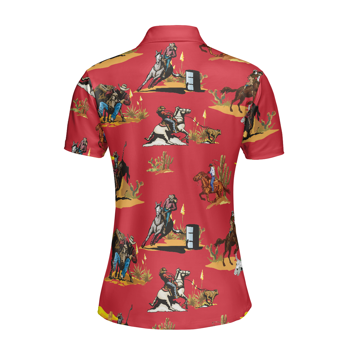 Rodeo Seamless Pattern Short Sleeve Women Polo Shirt - 3