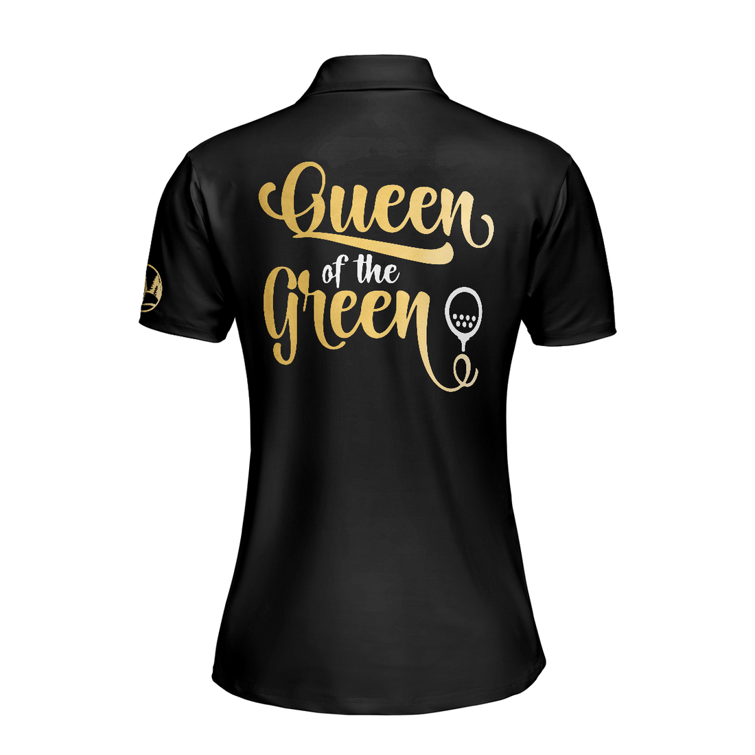 Elegant Gold Pattern Queen Of The Green Golf Short Sleeve Women Polo Shirt Unique Female Golf Gift - 1