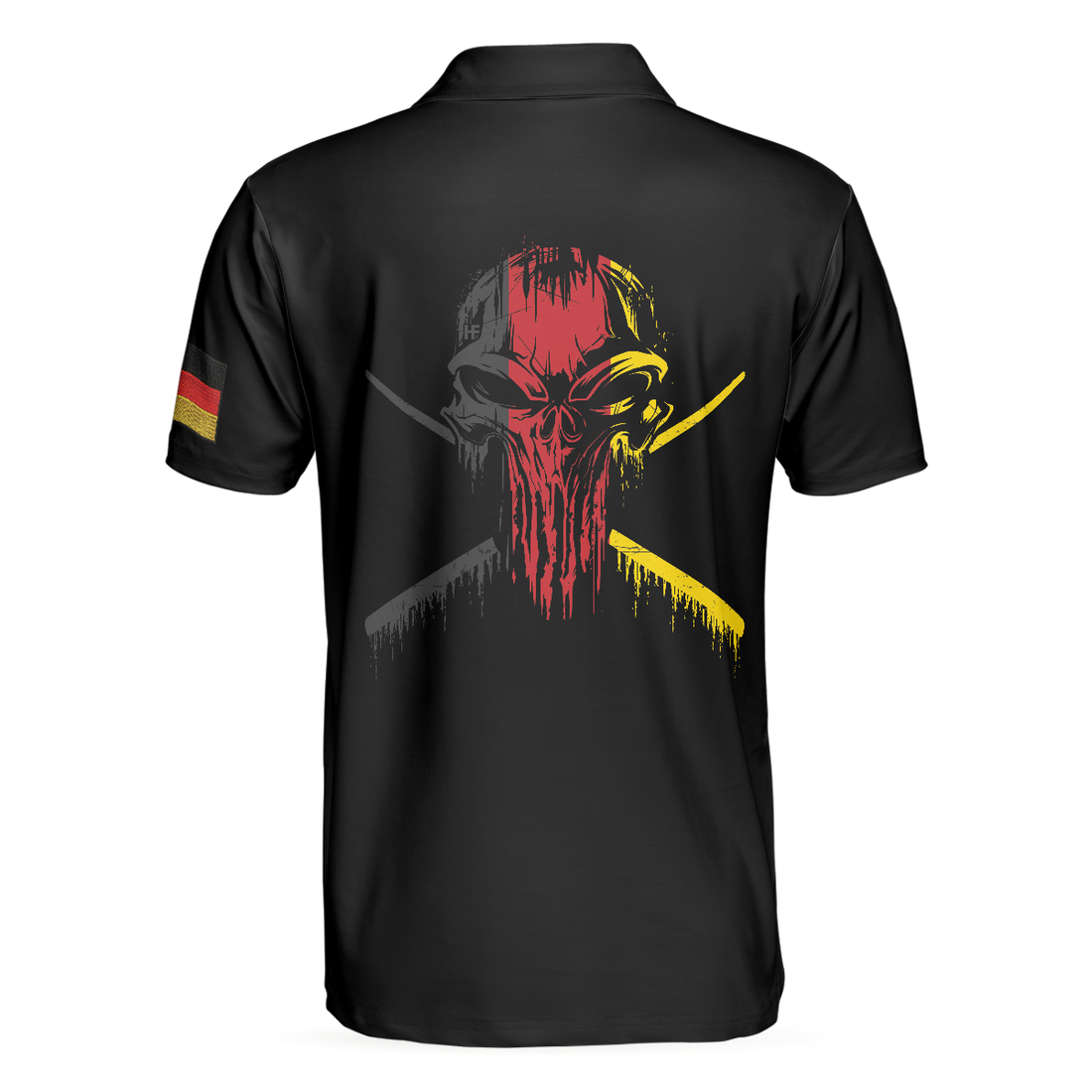 German Flag Master Baiter Golf Polo Shirt Black Wet Paint Skull Polo Shirt Best Golf Shirt For Men - 1