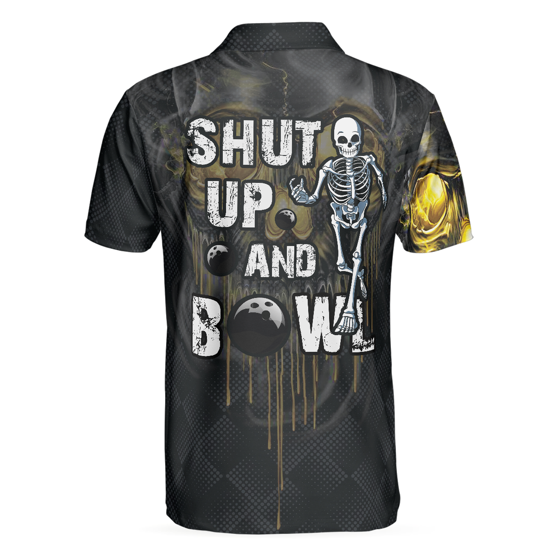 Bowling Shut Up Polo Shirt Scary Halloween Gift Idea For Male Bowlers Skull Bowling Polo Shirt - 1