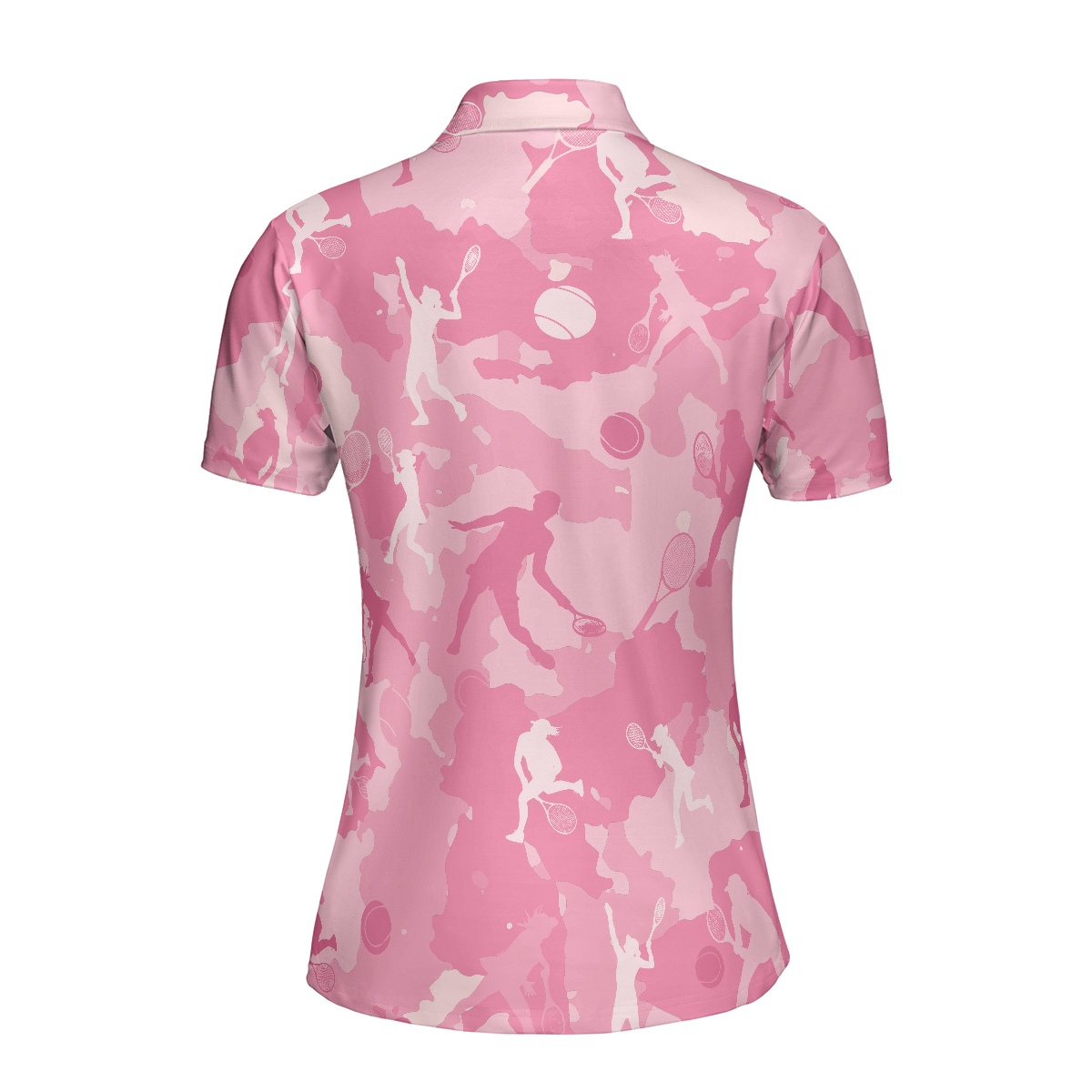 Pink Camouflage Tennis Girl Short Sleeve Women Polo Shirt Camo Tennis Shirt For Ladies - 3