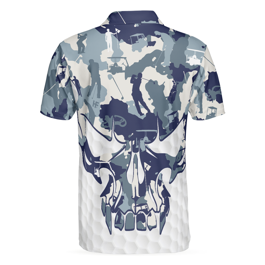 Blue And White Camouflage Golf Set Short Sleeve Skull Golf Polo Shirt Best Camo Golf Shirt For Men - 1