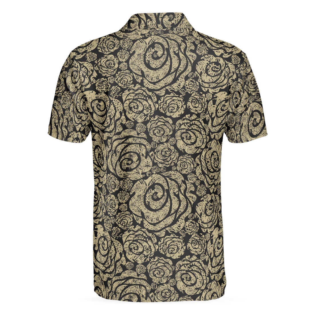 Seamless Beige Grunge Rose Pattern Polo Shirt Cool Roses Graphic Polo Shirt Rose Themed Shirt For Flower Lovers - 1