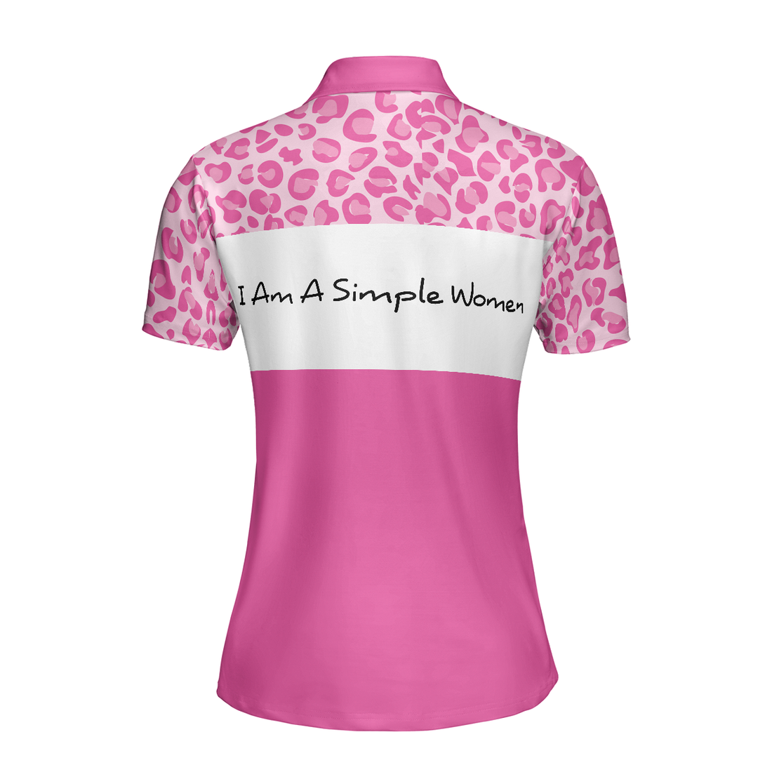 I Am A Simple Woman Golf Short Sleeve Women Polo Shirt White And Pink Golf Shirt For Ladies Gift For Wine Lovers - 1