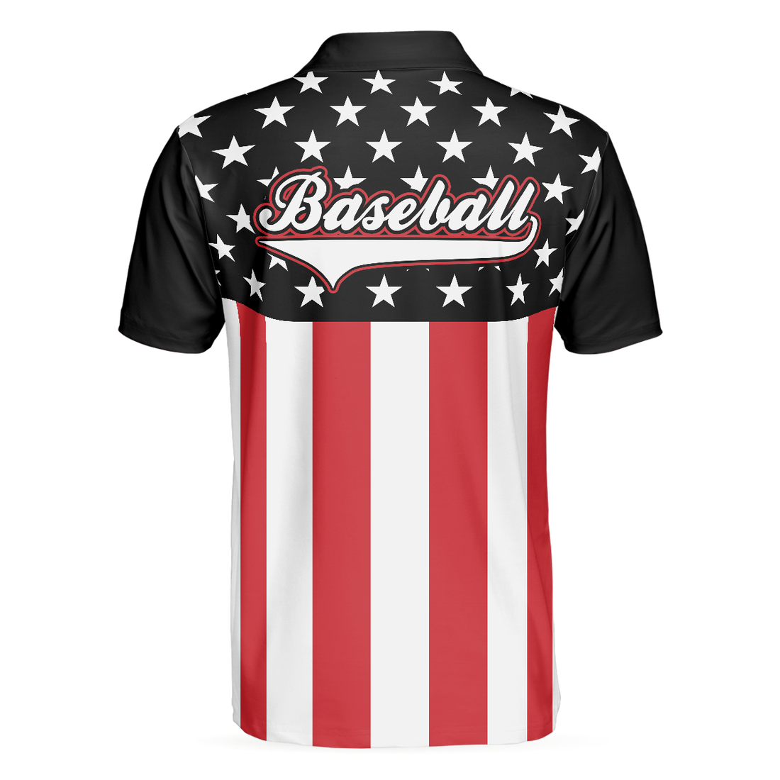 Baseball Hit Hard Run Fast Short Sleeve Polo Shirt Black Theme American Flag Polo Shirt Best Baseball Shirt For Men - 1