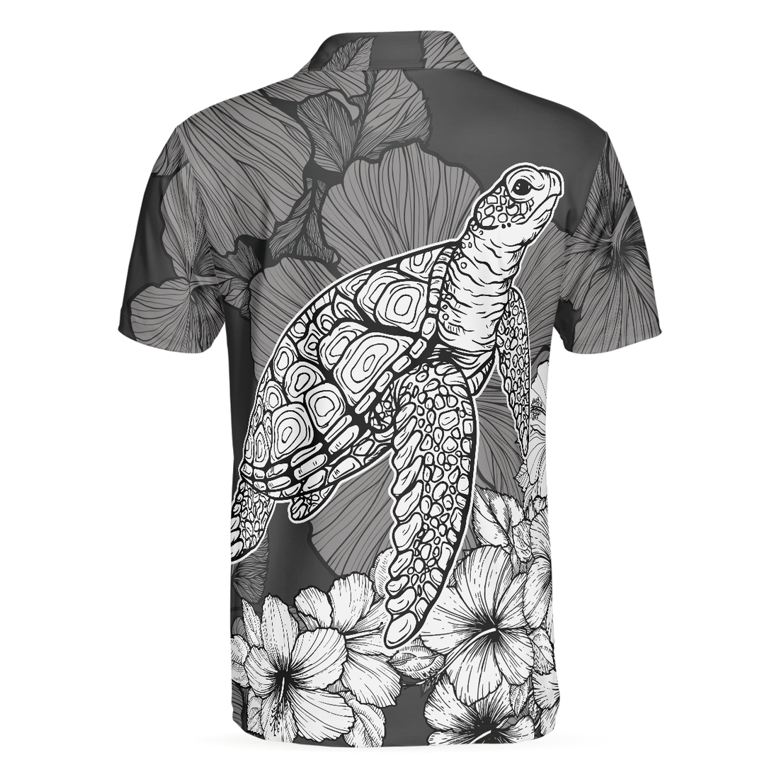 Hibiscus Turtle Shirt For Men Polo Shirt Sea Turtle Polo Shirt For Men Hibiscus Floral Shirt Design - 1