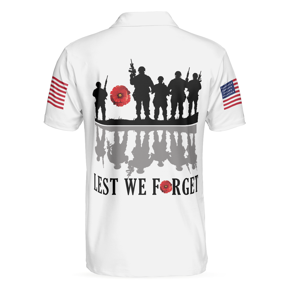 Lest We Forget Veteran Polo Shirt White American Flag Veterans Day Shirt Best Gift For Veterans - 1