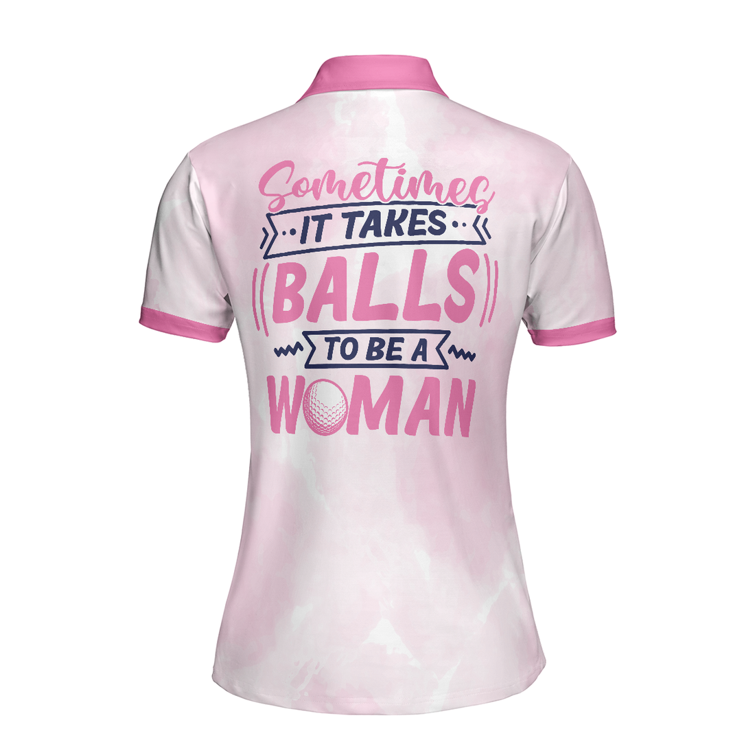 Sometimes It Takes Balls To Be A Women Golf Girl Short Sleeve Women Polo Shirt Pink Argyle Pattern Golf Shirt For Women - 1