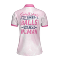 Sometimes It Takes Balls To Be A Women Golf Girl Short Sleeve Women Polo Shirt Pink Argyle Pattern Golf Shirt For Women - 2