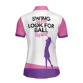 Swing Swear Look For Ball Repeat Golf Short Sleeve Women Polo Shirt White And Pink Golf Shirt For Ladies Unique Female Golf Gift - 2